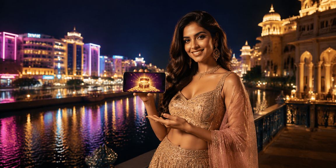 Players enjoying lottery betting in Bollywood-themed event
