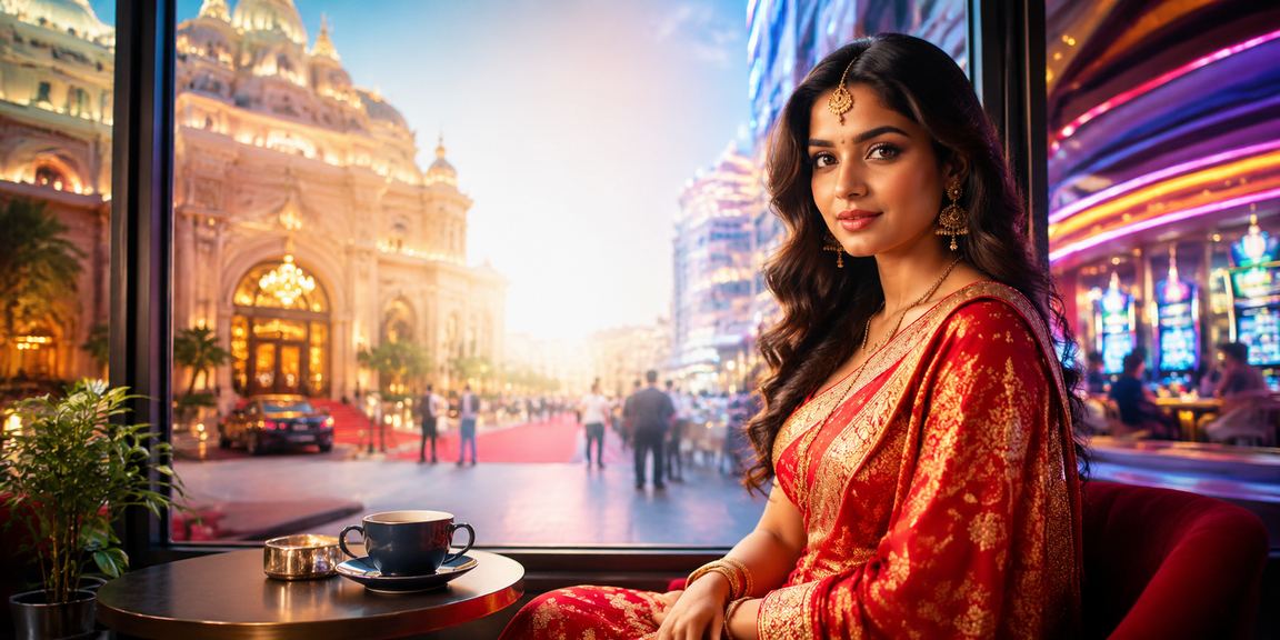 Indian woman using casino app on smartphone