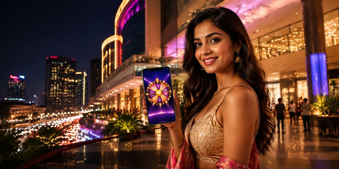 Neon-lit Pune city with illuminated roulette wheel
